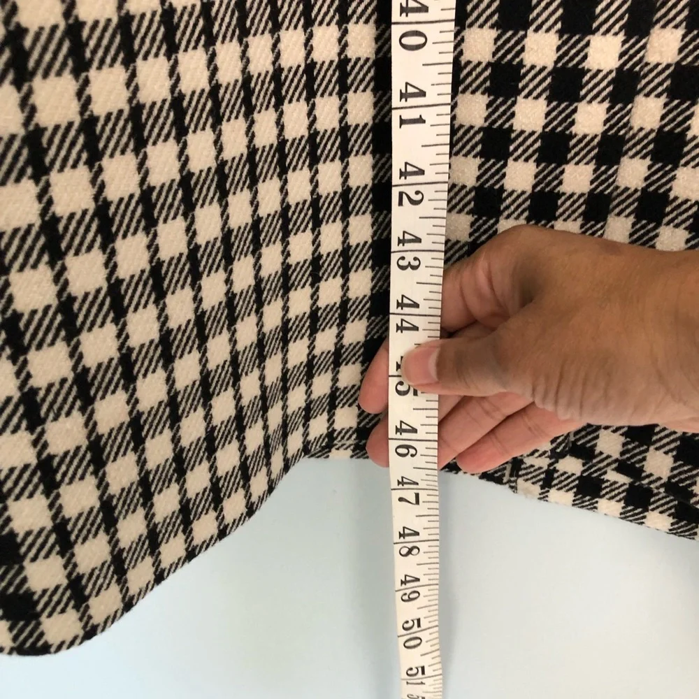 Maison‎ Margiela MM6 Black & Cream Houndstooth Layered Wool Blend Coat Sz. L